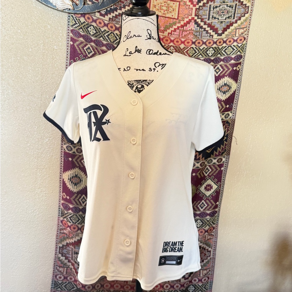TEXAS RANGER LIMITED EDITIONNike Cream Baseball Jersey with Navy